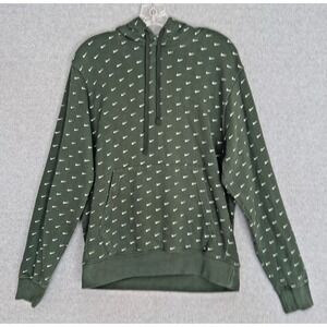 Vintage Y2K NIKE AOP Swoosh Logo Hoodie Mens Small Green Long Sleeve Pullover